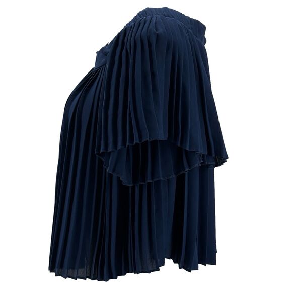 asos Women’s Off the Shoulder Pleated Top Sz 10 Blue Short Sleeve Flare Flowy - Picture 5 of 9